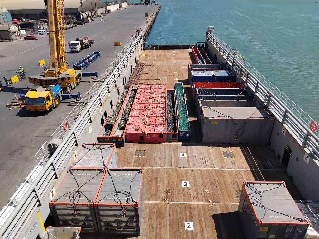 Afrishore quayside logistics at the Port of Lüderitz – vessel deck-plan execution and cargo preparation for the TotalEnergies Tamboti-1X campaign, Namibia