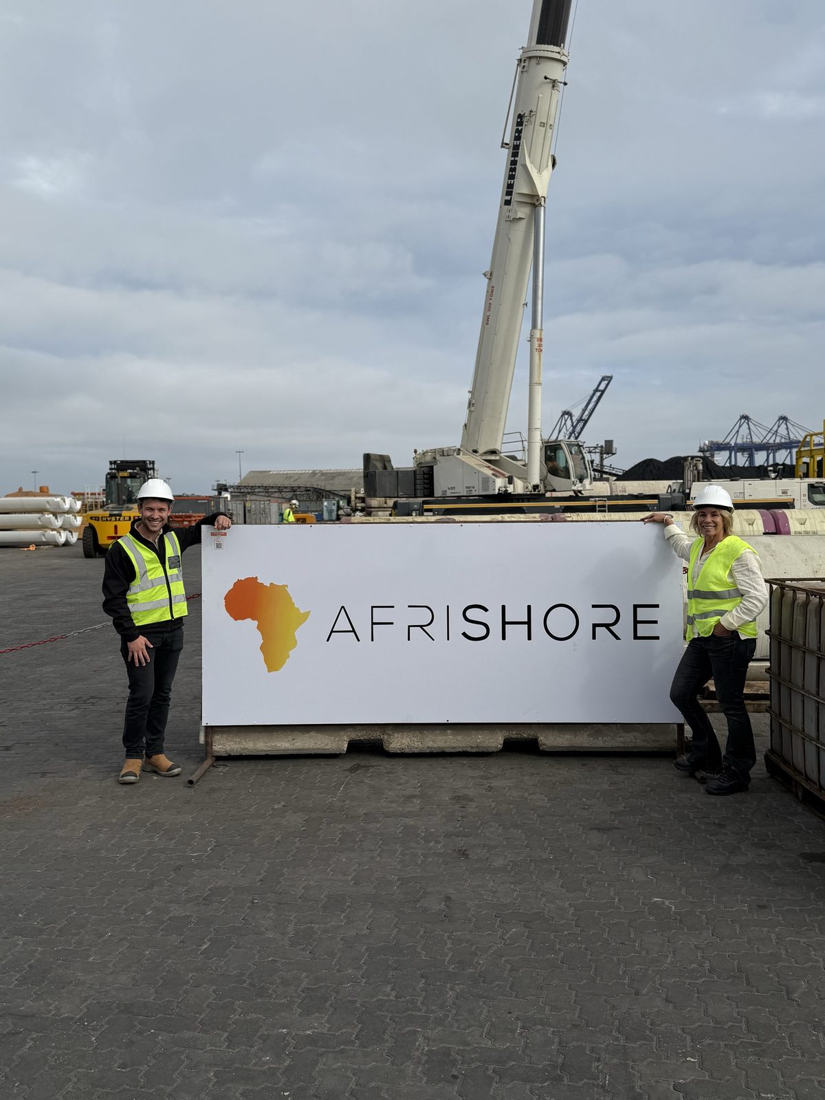 Afrishore team at the offshore supply base inside the Port of Walvis Bay's Oil & Gas Section, Namibia